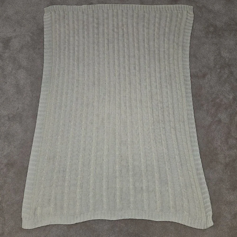 NTBAY Ivory Cable Knit Throw Blanket 30x42